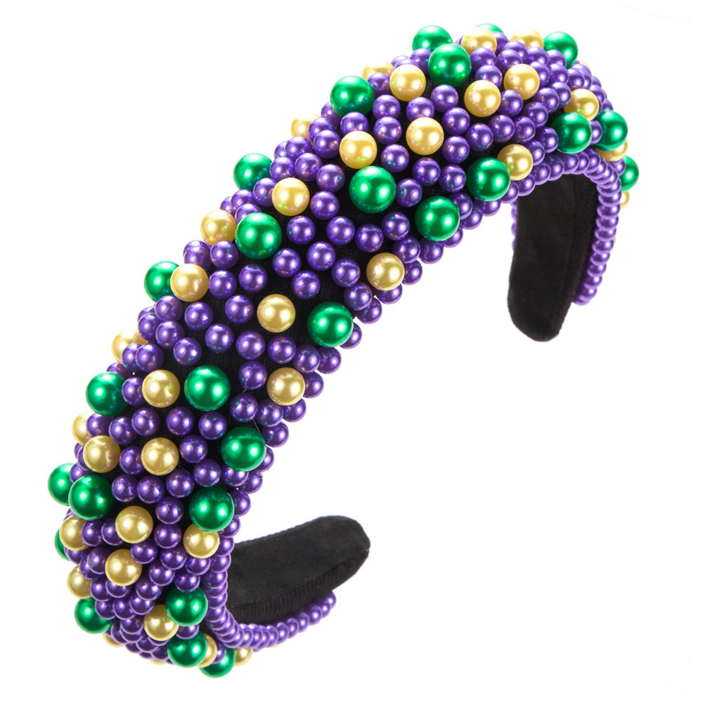 Wholesale Valentine's Day High Skull Sponge Pearl Wide Brimmed Headband